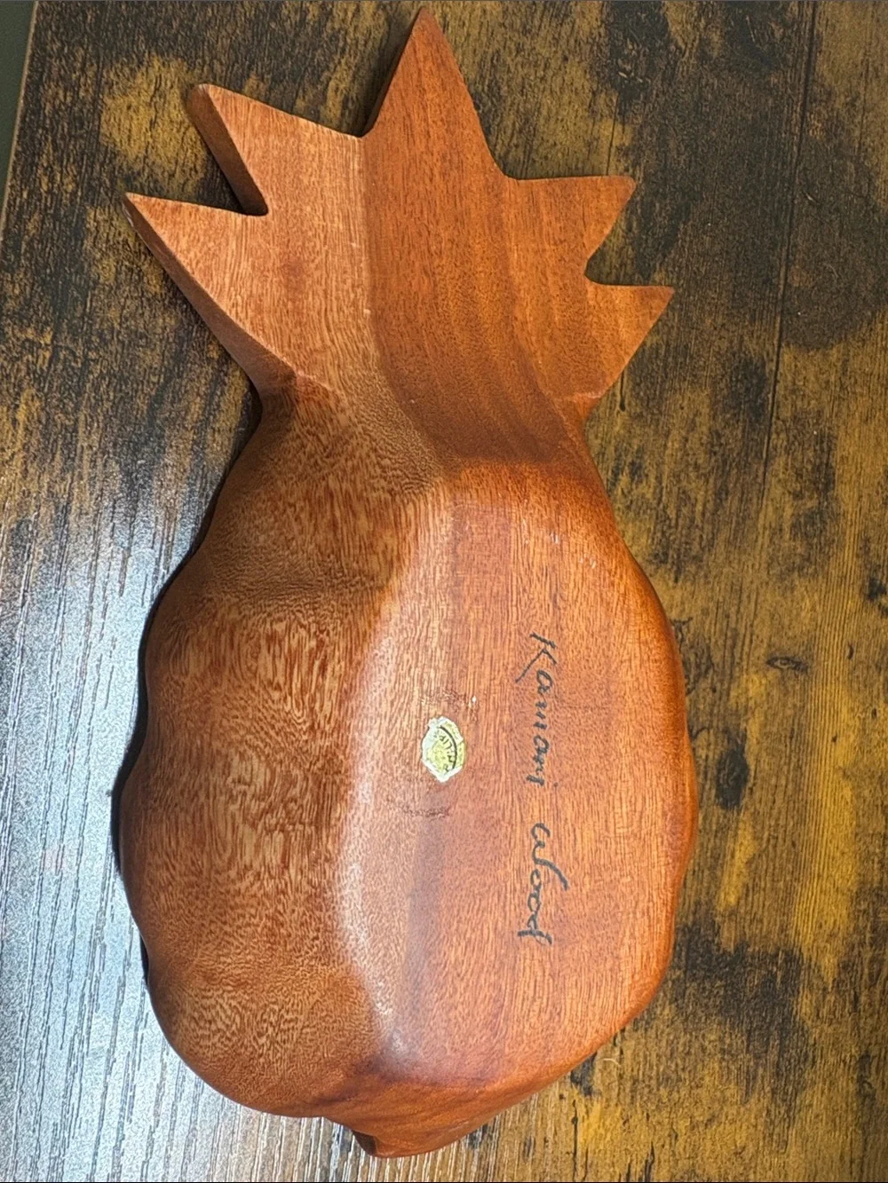 Vintage Handcrafted Pineapple Kimani Wood Serving Bowl -Philippines